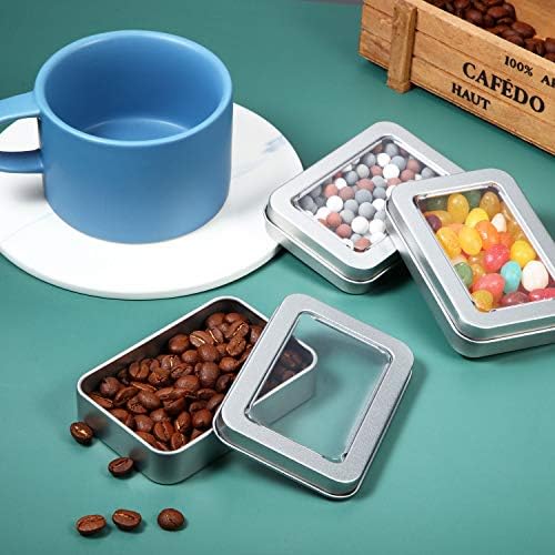 24 Piece Clear Top Tin Box Set with Lids - Silver