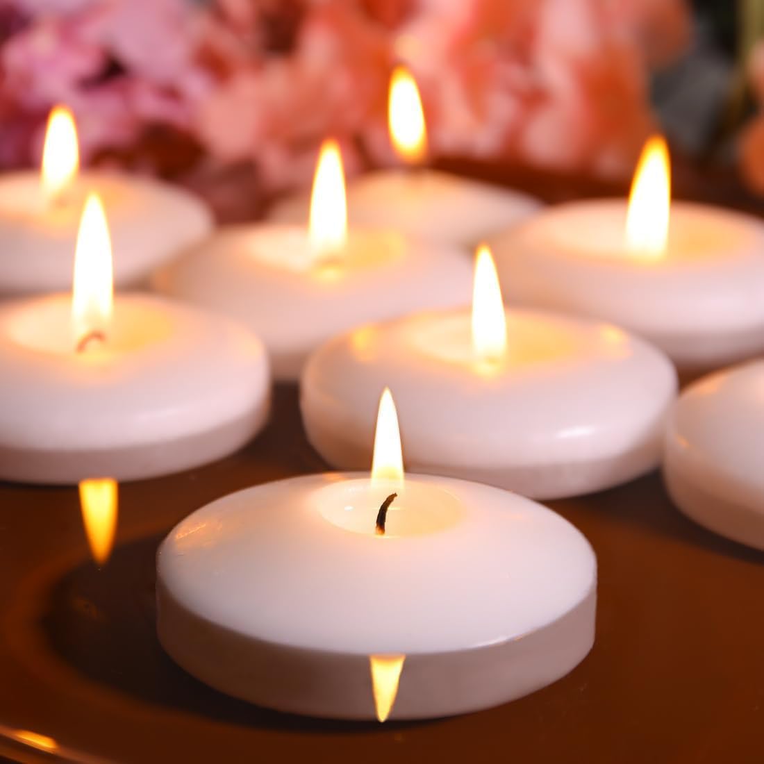 48 Pack White Floating Candles 3 Inch Unscented