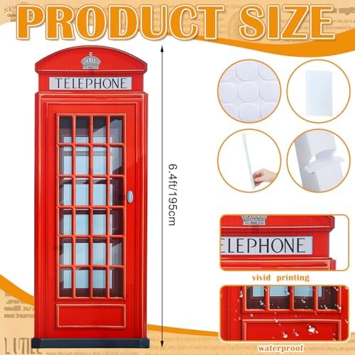 Beeveer 64 Ft Red Phone Booth Cutout Decor