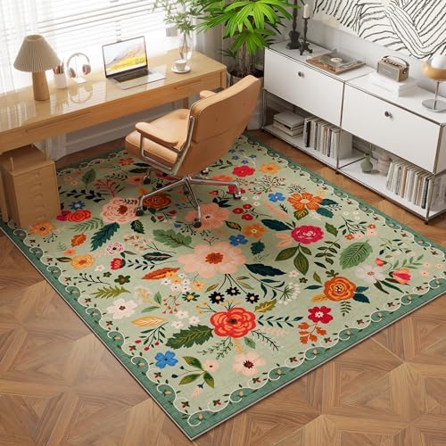 Boho Floral 3x5 Area Rug Non Slip Washable