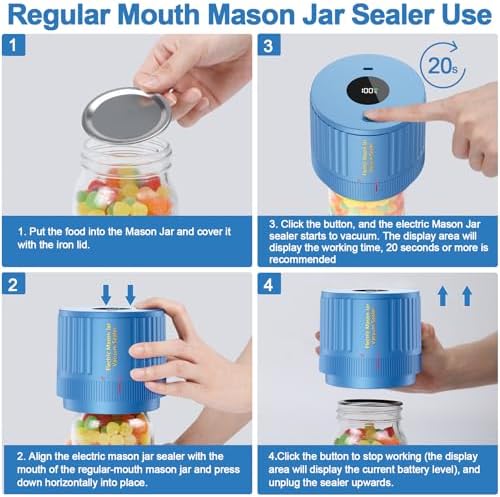 Electric Mason Jar Vacuum Sealer Kit - Blue