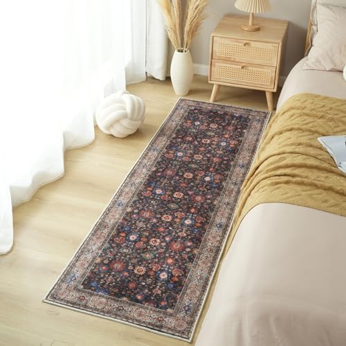 Dark Espresso Runner Rug for Hallway Kitchen Non Slip 26x8