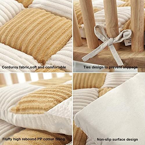 Corduroy Chair Cushions with Ties Set of 2