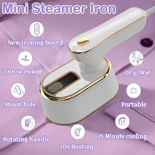 Travel Steamer Iron 2 in 1 - Portable Mini Iron for Clothes
