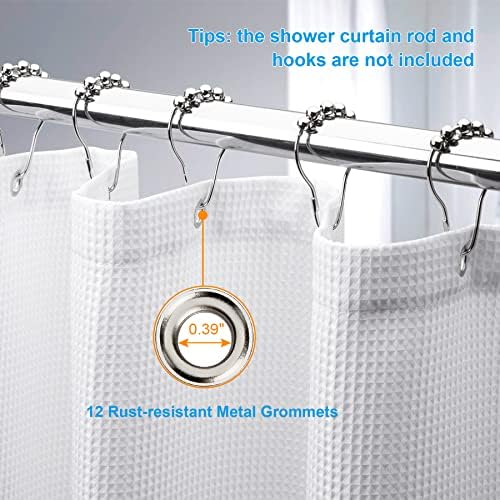 AmazerBath White Waffle Shower Curtain Heavy Duty