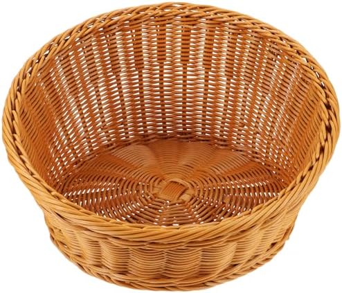 Amosfun Artificial Wicker Bread Basket Round Food Storage Basket 12x12x75 Inch