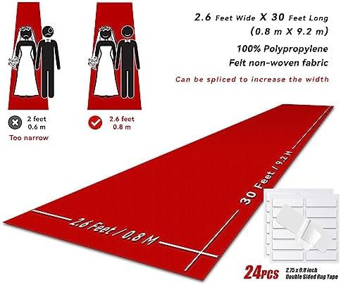 EZLucky Red Carpet Runner 26X30 ft Hollywood Red