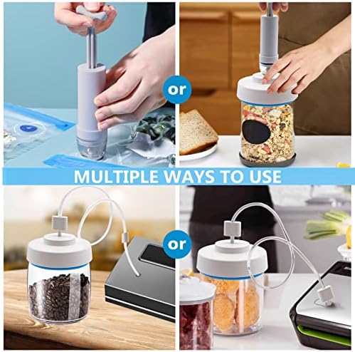 Mason Jar Vacuum Sealer Kit with Manual Pump and 5 Lids