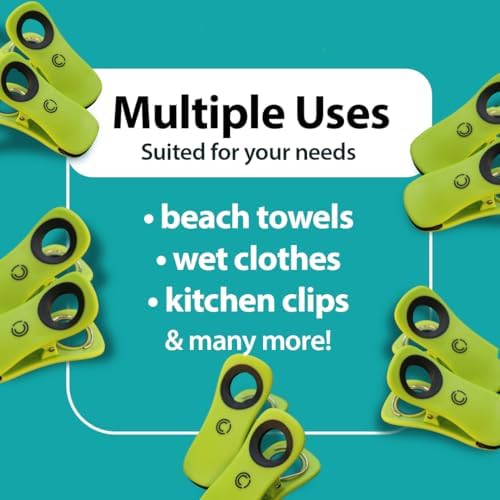 CoreClips Towel Clips for Beach Chairs - Heavy Duty with 25 Clamp