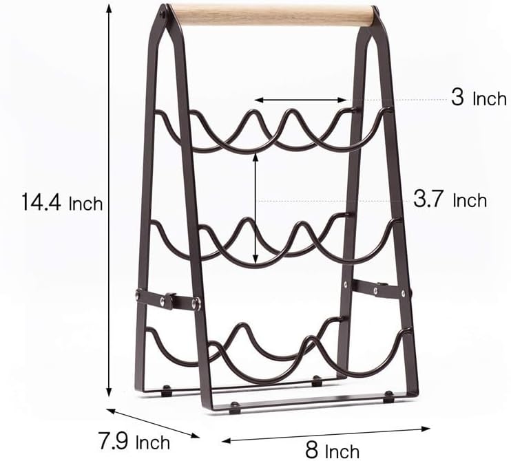 Modern 6 Bottle Black Wooden Wine Rack Stand
