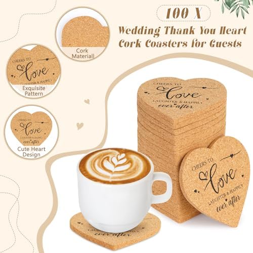 100 Set Heart Shaped Coasters Wedding Favors
