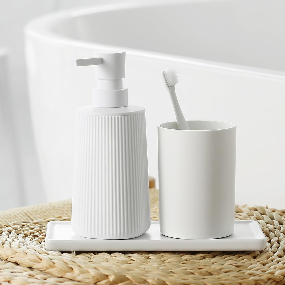 Modern Farmhouse Striped Soap Dispenser with Pump