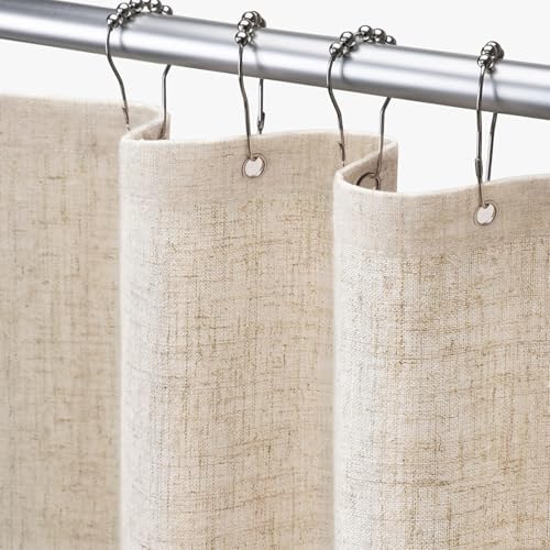 Awellife Linen Shower Curtain Set 72x72 Inch