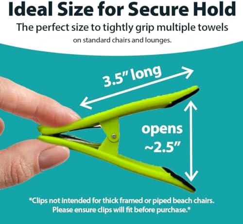 CoreClips Towel Clips for Beach Chairs - Heavy Duty with 25 Clamp