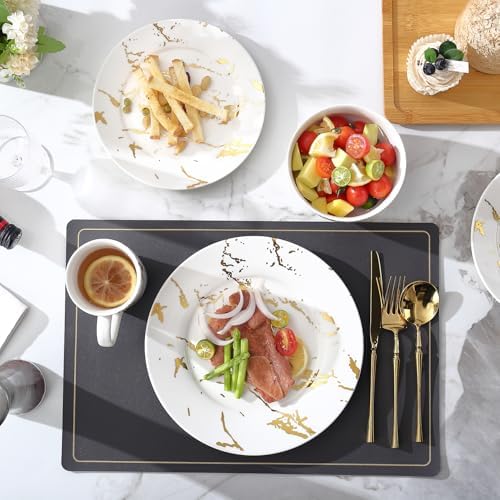 Porcelain Dinnerware Set for 4 with Gold Design