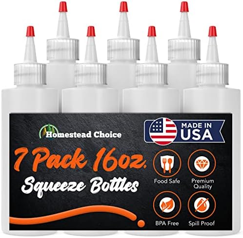 Homestead Choice 7 Pack BPA Free Condiment Squeeze Bottles