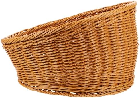 Amosfun Artificial Wicker Bread Basket Round Food Storage Basket 12x12x75 Inch