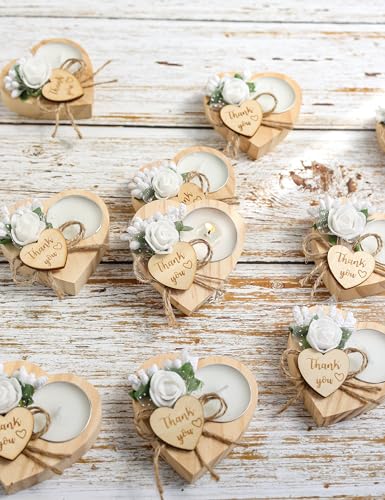 Wooden Tea Light Set with Heart Candle Holders 50 Pieces