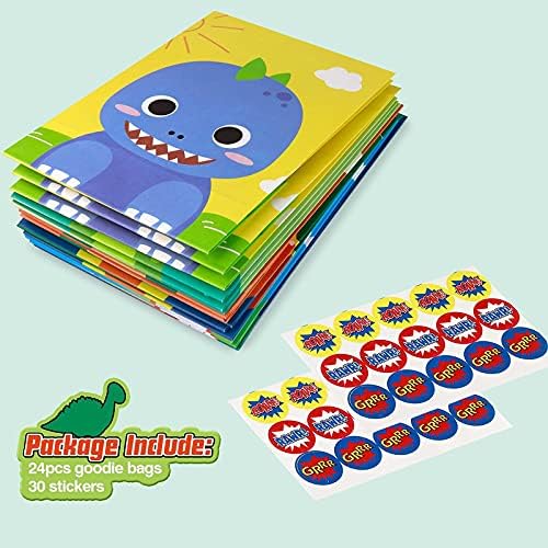 Mocoosy 24Pcs Dinosaur Party Favor Bags for Kids