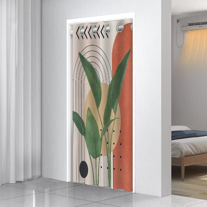 Mightree Doorway Curtain Thermal Insulated 39 x 70 Green Leaves Panel