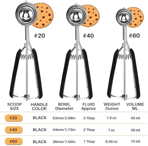 Cookie Scoop Set of 3 with Black Handles