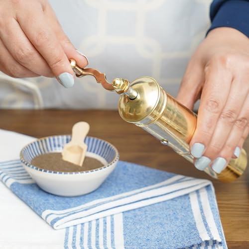 Set of Two Brass Manual Coffee Grinders with Handle