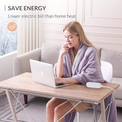 HOMLYNS LuxeHeat Heated Blanket with 5 Heat Settings