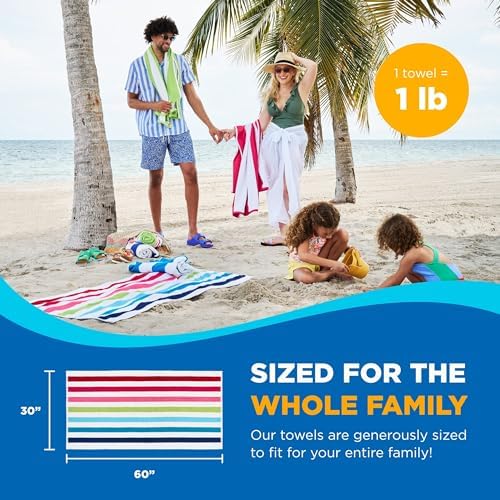 Ben Kaufman Cabana Stripe Beach Pool Towel 6 Pack