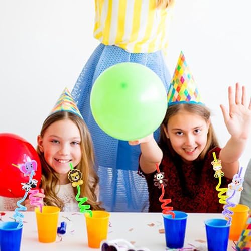 24Pcs Jungle Animal Party Straws for Kids and Adults