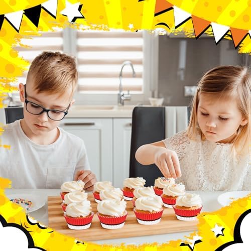 300 Pcs Red White Baking Cupcake Liners for Parties
