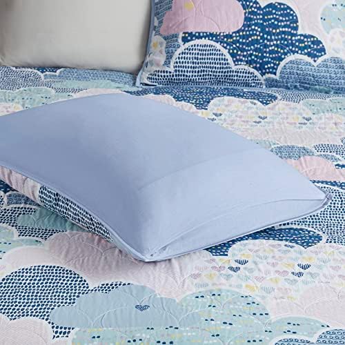 Reversible Cotton Quilt Set for Kids - 5 Piece Cloud Blue