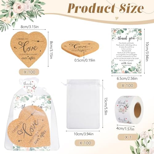 100 Set Heart Shaped Coasters Wedding Favors