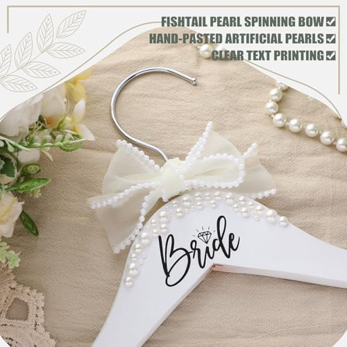 Yuntau Bride Wedding Dress Hanger with Pearl Ribbon Bow