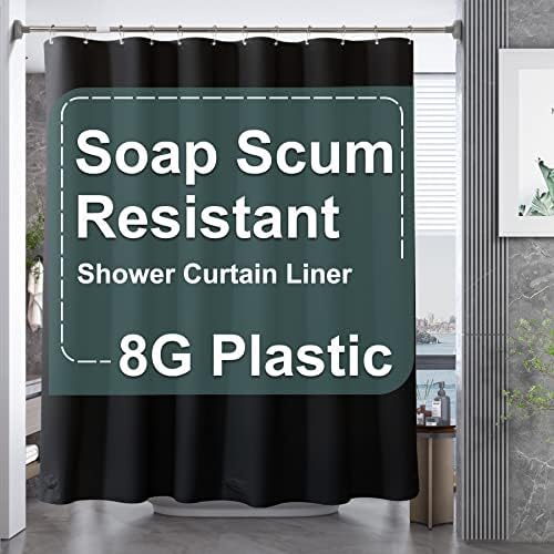 AmazerBath Heavy Duty Black Shower Curtain Liner 72x72 Inches