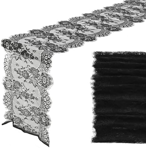 12 Pcs Black Lace Table Runners Rustic Wedding Decor