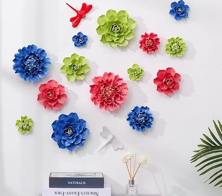 3D Ceramic Flower Wall Art Sculpture - Modern Home Decor