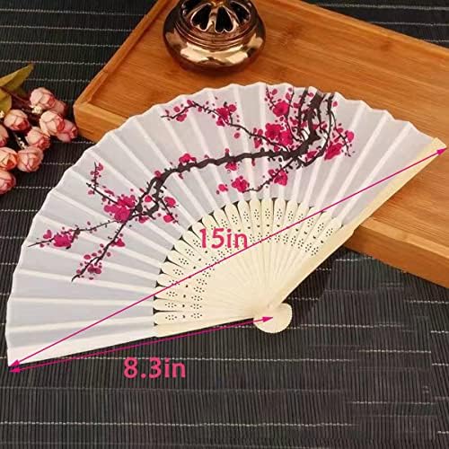 LEFTSTARER 12Pcs Cherry Blossom Folding Hand Fan