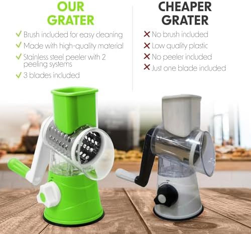 WOODYBITES Cheese Grater Rotary - Multi Function Kitchen Tool