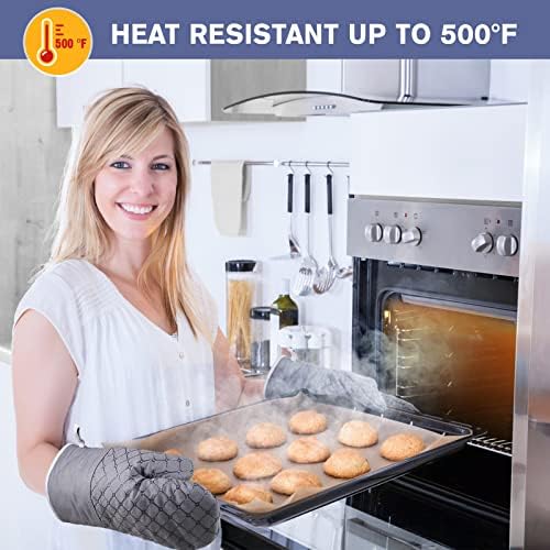 6 Pcs Oven Mitts and Pot Holders Set Grey