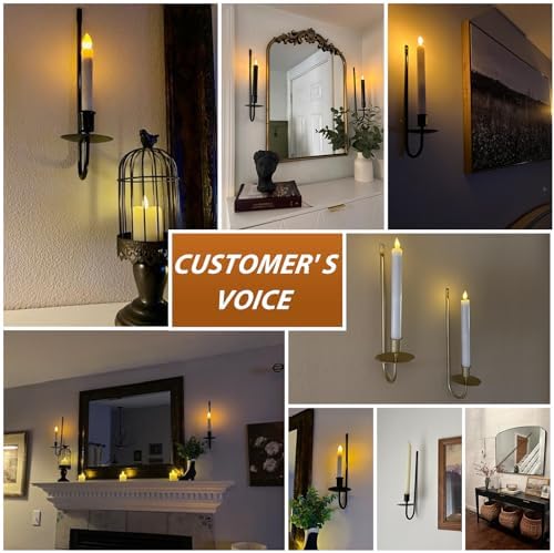 Candle Sconces Set of 2 Taper Pillar Wall Candle Holders Black