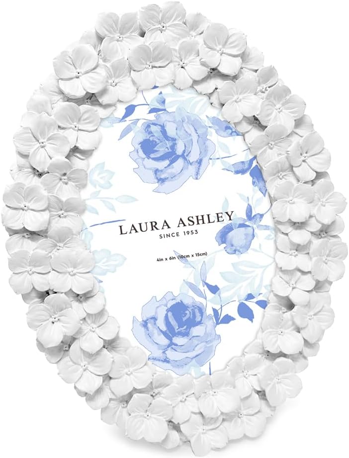 Laura Ashley 4x6 White Hydrangea Frame with Easel Hook