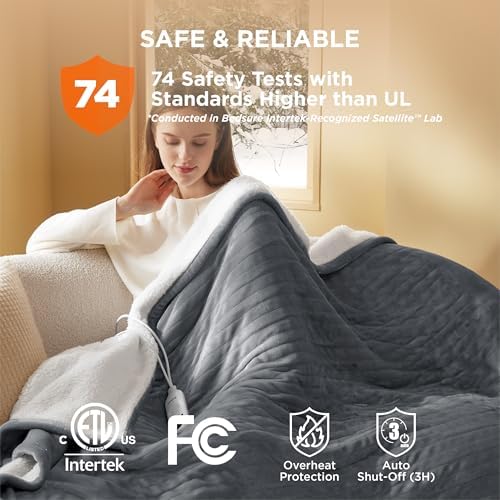 Bedsure Heated Throw Blanket with 6 Heating Levels