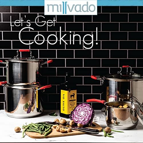 Millvado 84 Qt Stainless Steel Stockpot with Glass Lid and Steam Hole