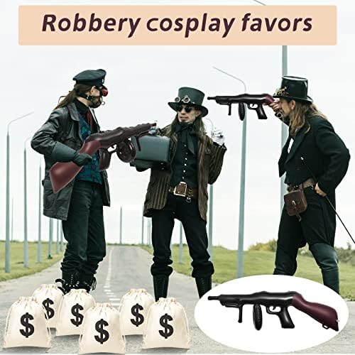 Zhanmai 6 Pcs Inflatable Gun Props Money Bag Set