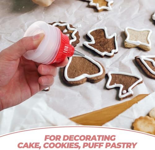 STOBAZA Icing Decorator Bottles 2Pcs with Tips