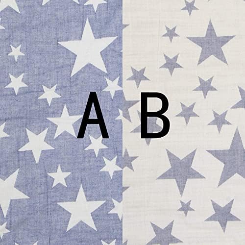 NTBAY 3 Layers Cotton Muslin Twin Blanket Blue Stars