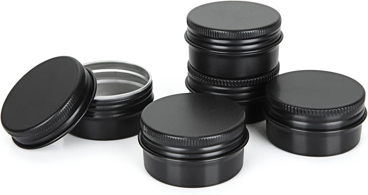 Acrux7 50 Pack 1oz Black Aluminum Tins with Lids