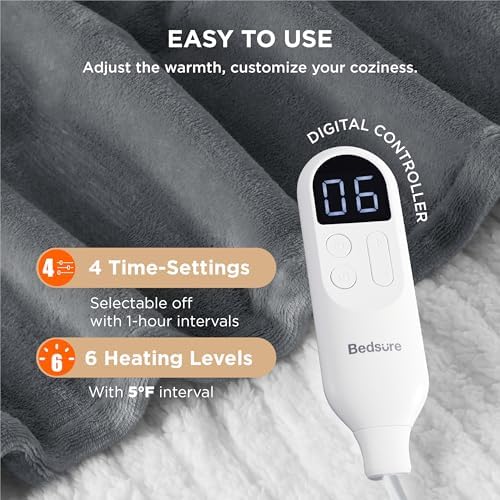 Bedsure Heated Throw Blanket with 6 Heating Levels