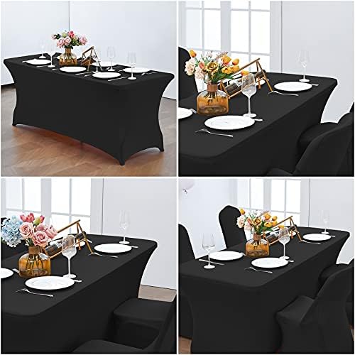 CWK 6FT Waterproof Stretch Spandex Table Cover Black