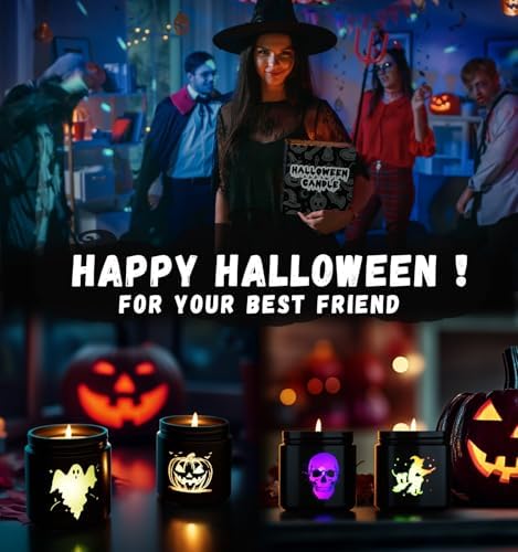 Halloween Candle Set 4 Pack with Pumpkin Skull Ghost Witch